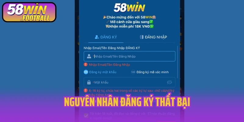 Nguyên nhân đăng ký thất bại